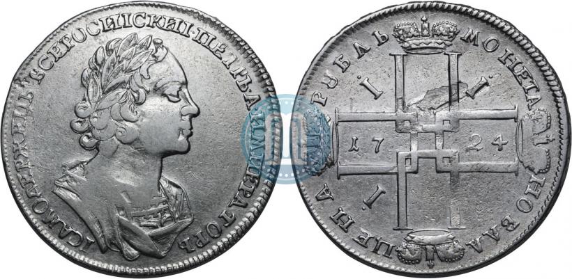 Фото 1 рубль 1724 года  "Портрет в античных доспехах"