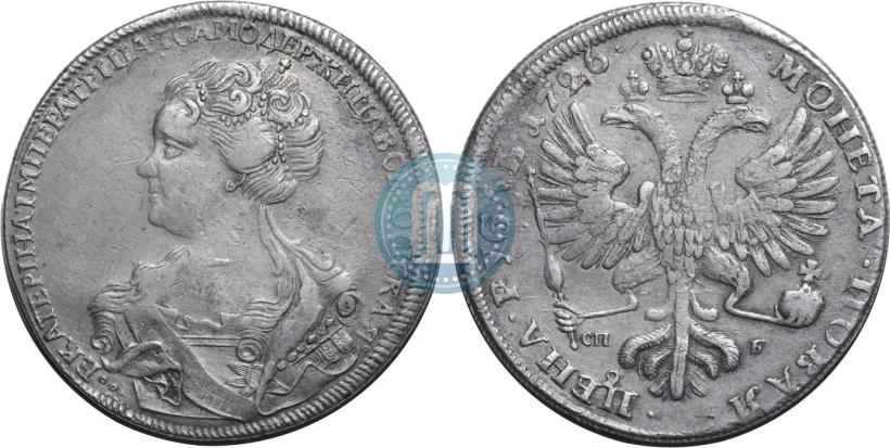 Picture 1 rouble 1726 year СПБ "Petersburg type, portrait turned to the left"