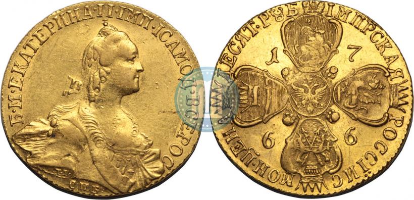 Picture 10 roubles 1766 year СПБ 