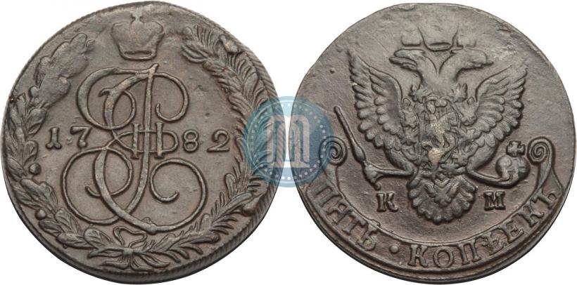 Фото 5 копеек 1782 года КМ 
