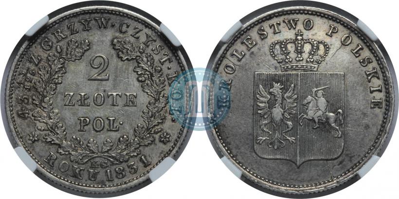 Picture 2 złote 1831 year KG "Polish uprising"