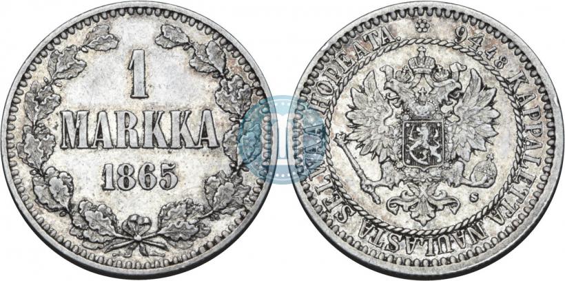 Picture 1 markka 1865 year S 