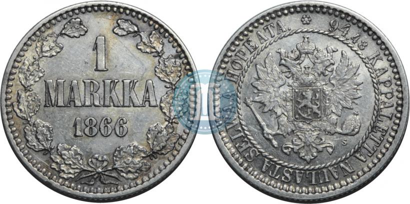 Picture 1 markka 1866 year S 