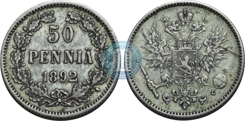 Фото 50 пенни 1892 года L 