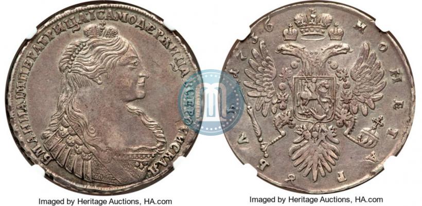 Фото 1 рубль 1736 года  "Тип 1735 года"