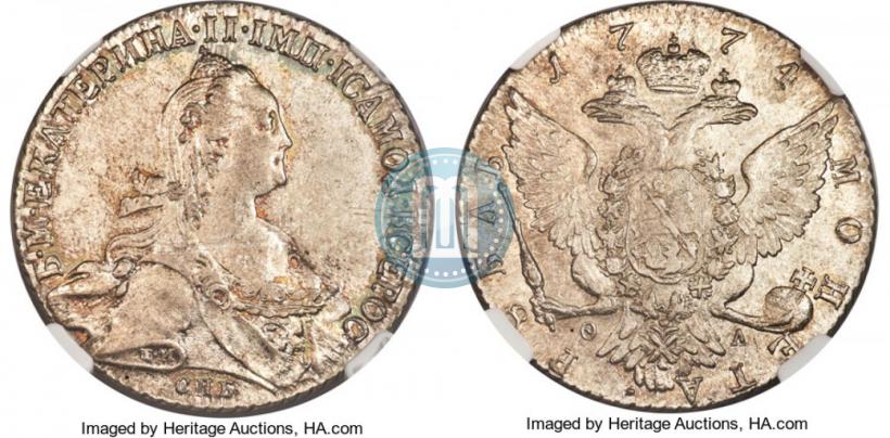 Picture 1 rouble 1774 year СПБ-ФЛ 