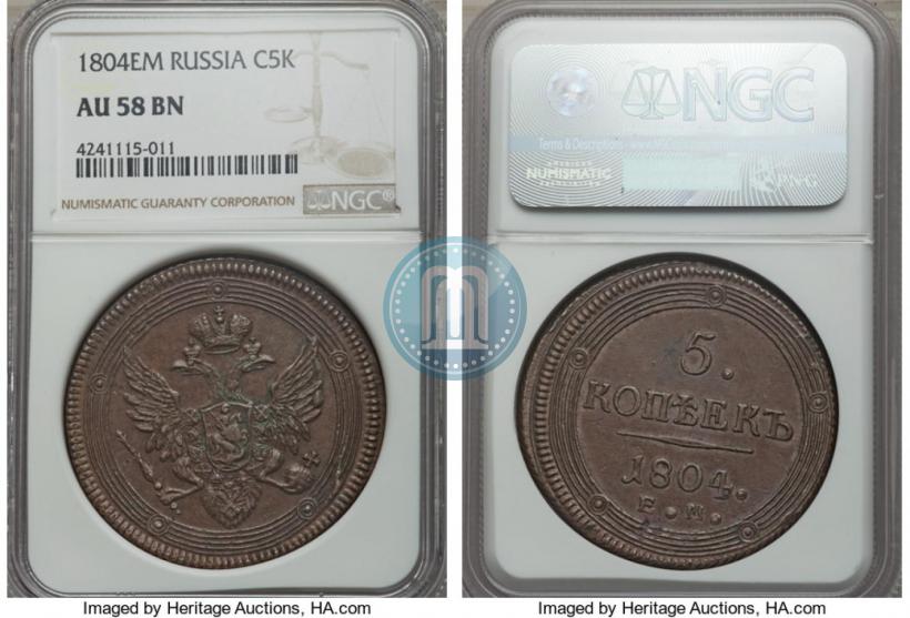 Picture 5 kopecks 1804 year ЕМ 