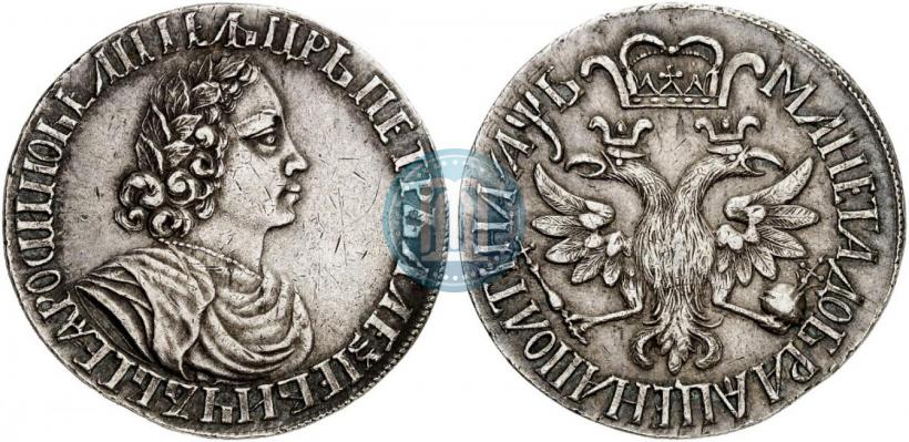 Picture Poltina 1702 year  "Without ribbons near the wreath"