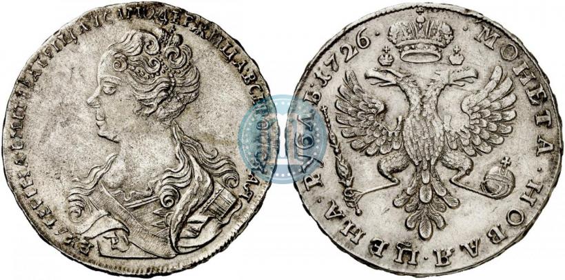 Picture 1 rouble 1726 year  "Moscow type, portrait turned to the left"