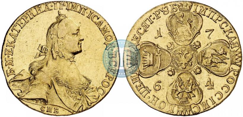 Picture 10 roubles 1764 year СПБ 