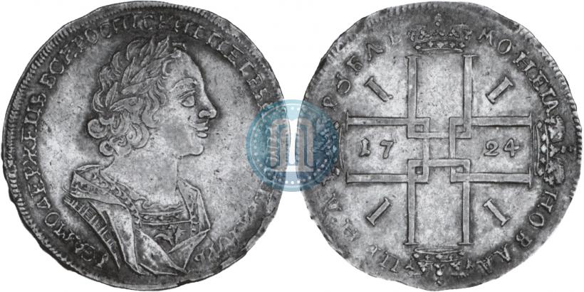 Фото 1 рубль 1724 года  "Портрет в античных доспехах"