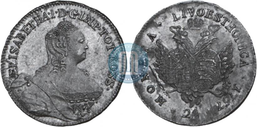 Picture 24 kopecks 1757 year  "For Livonia"