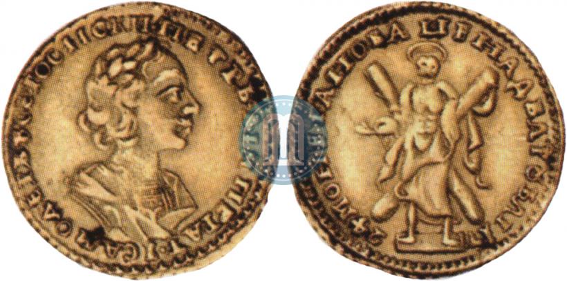 Picture 2 roubles 1724 year  "Portrait in ancient armour"
