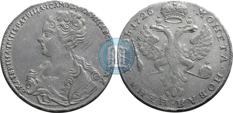 Picture 1 rouble 1726 year  "Moscow type, portrait turned to the left"