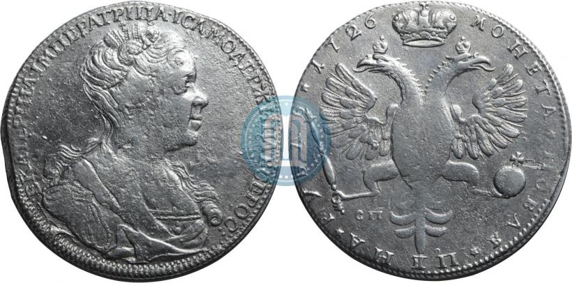Picture 1 rouble 1726 year СПБ "Petersburg type, portrait turned to the right"