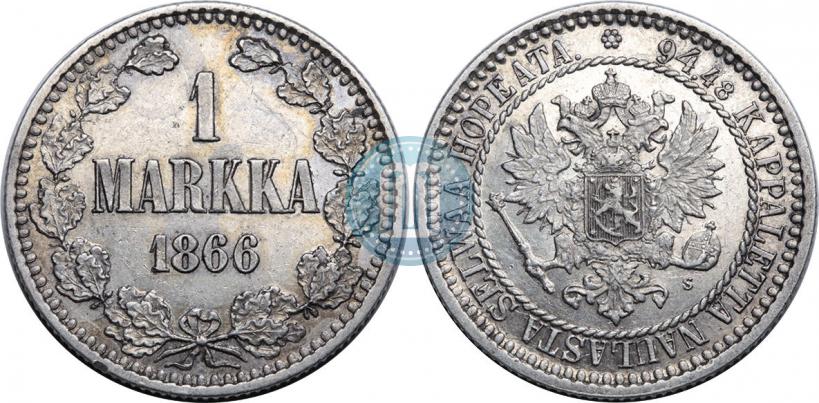 Picture 1 markka 1866 year S 
