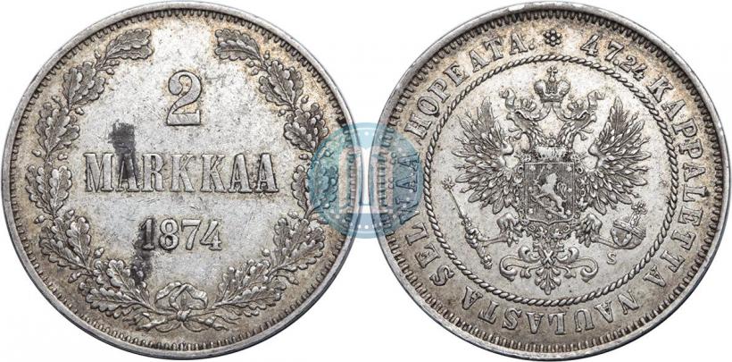 Picture 2 markkaa 1874 year S 