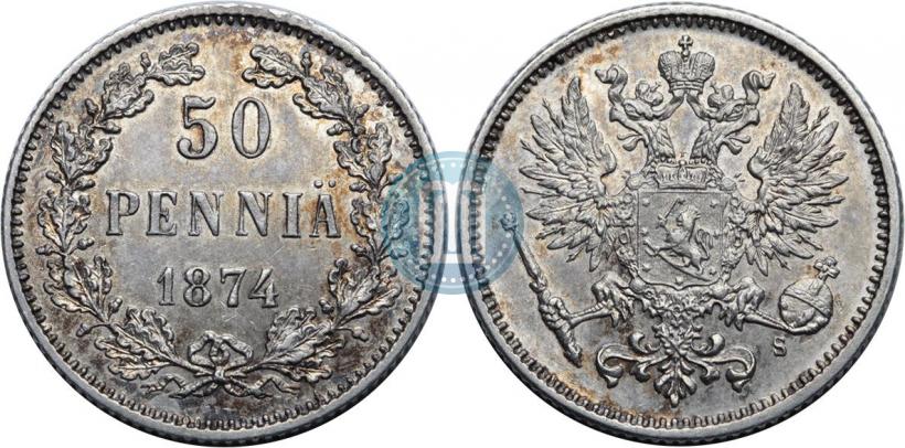 Фото 50 пенни 1874 года S 