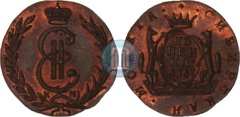 Фото 1 копейка 1767 года КМ 