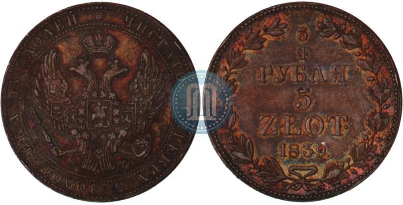 Picture 3/4 roubles - 5 złotych 1839 year MW 