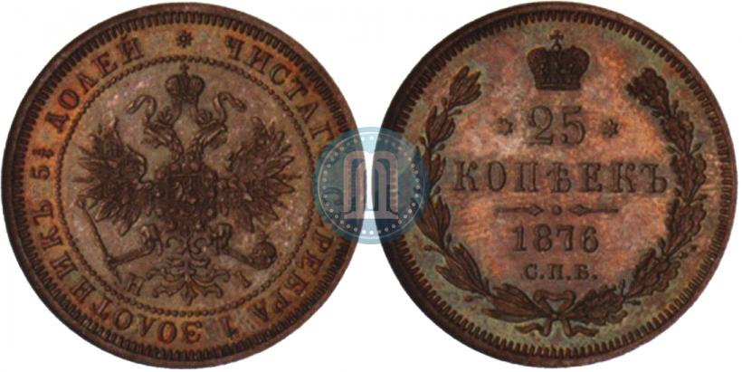 Фото 25 копеек 1876 года СПБ-НІ 