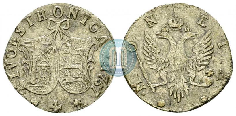 Picture 4 kopecks 1757 year  "For Livonia"