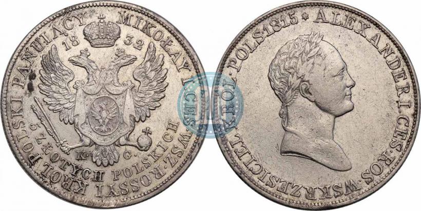 Picture 5 złotych 1832 year KG 