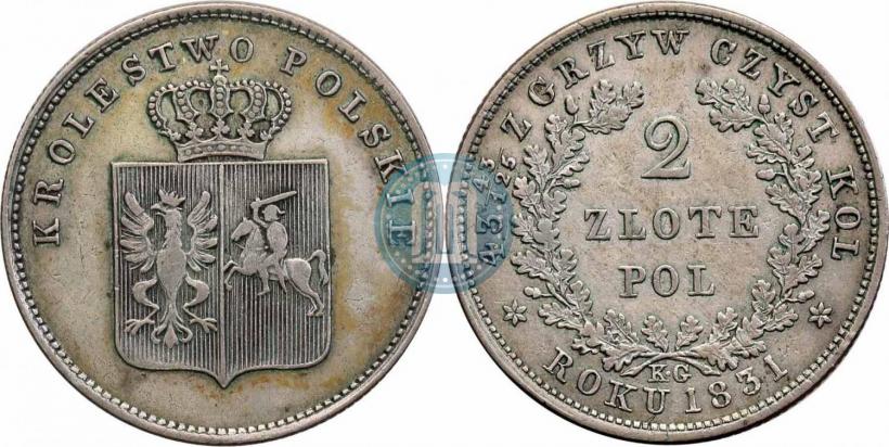 Picture 2 złote 1831 year KG "Polish uprising"