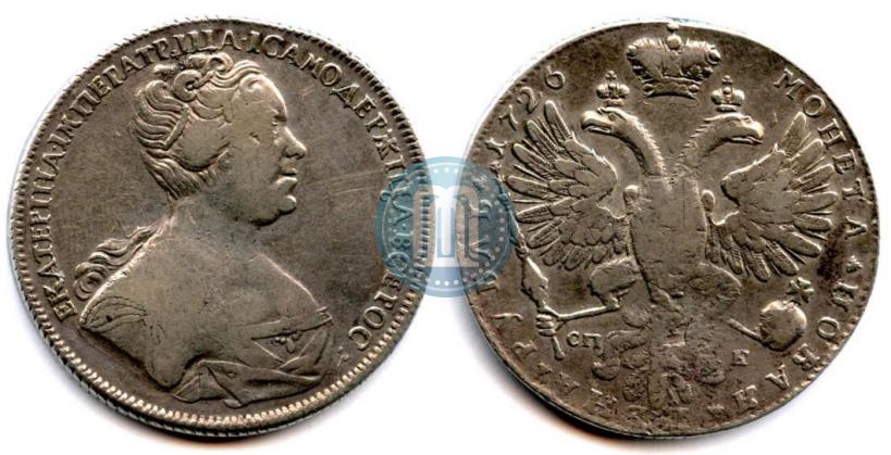 Picture 1 rouble 1726 year СПБ "Petersburg type, portrait turned to the right"