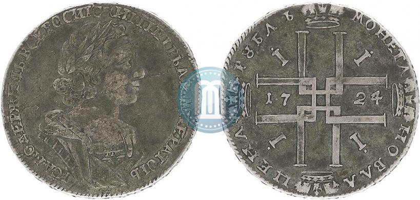 Фото 1 рубль 1724 года  "Портрет в античных доспехах"