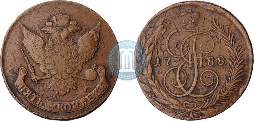 Фото 5 копеек 1788 года ММ 