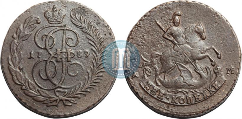 Фото 2 копейки 1789 года АМ 