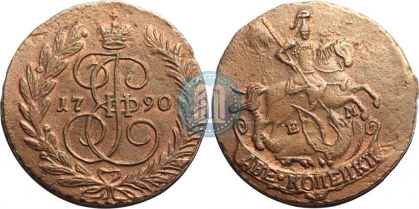 Picture 2 kopecks 1790 year ЕМ 