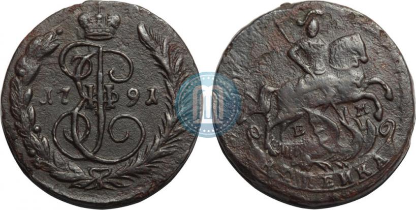 Picture 1 kopeck 1791 year ЕМ 