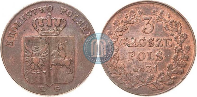 Picture 3 grosze 1831 year KG "Polish uprising"