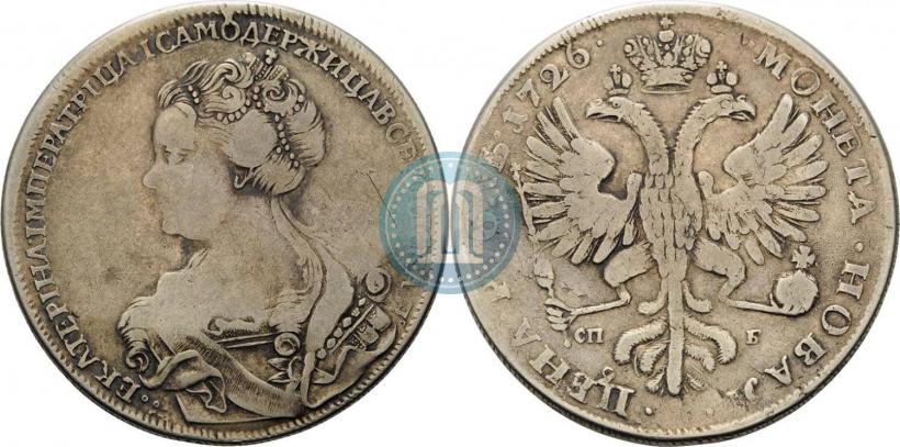 Picture 1 rouble 1726 year  "Moscow type, portrait turned to the left"