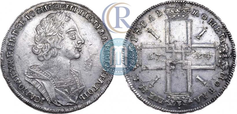 Фото 1 рубль 1724 года  "Портрет в античных доспехах"