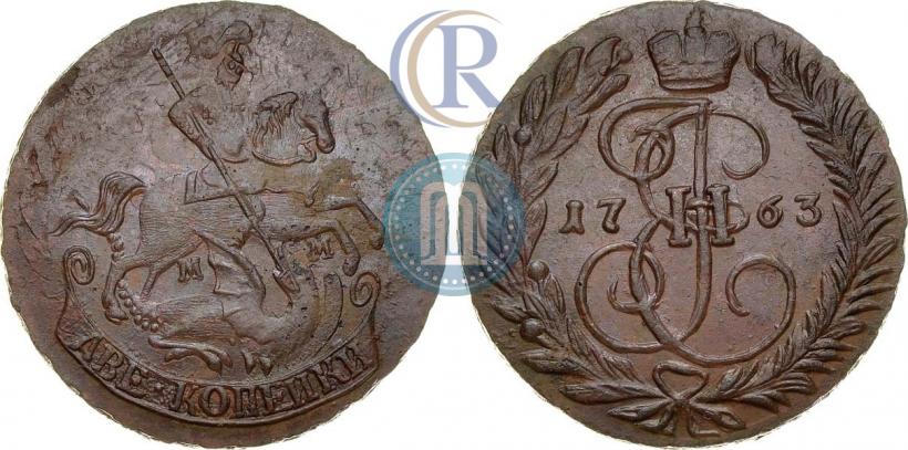 Фото 2 копейки 1763 года ММ 