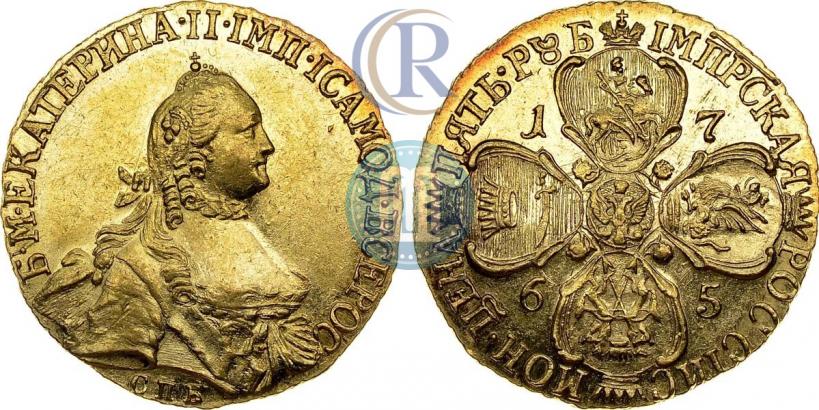 Фото 5 рублей 1765 года СПБ 