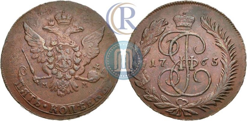 Фото 5 копеек 1765 года ММ 