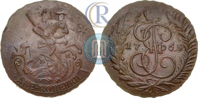 Фото 2 копейки 1765 года ММ 