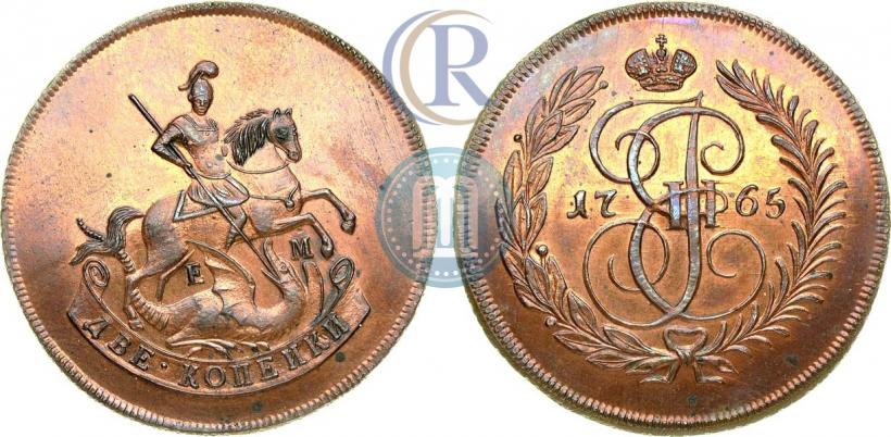 Picture 2 kopecks 1765 year ЕМ 