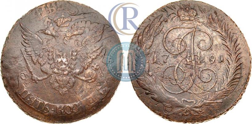 Фото 5 копеек 1791 года  "Павловский перечекан"