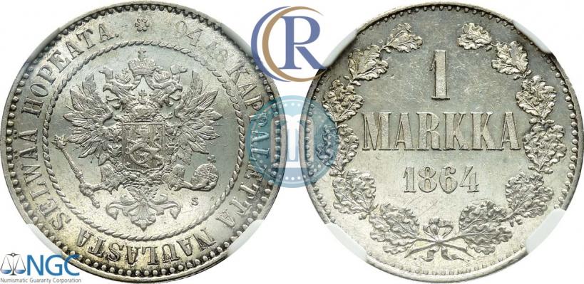 Picture 1 markka 1864 year S 