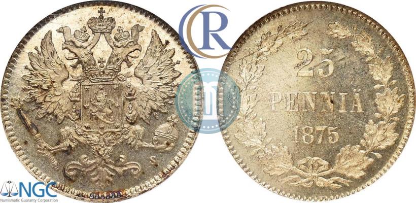 Фото 25 пенни 1875 года S 