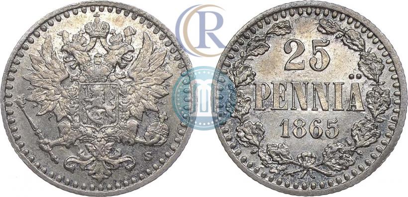 Фото 25 пенни 1865 года S 