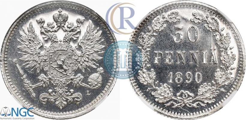 Фото 50 пенни 1890 года L 