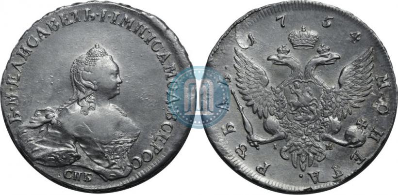 Picture 1 rouble 1754 year СПБ-IМ "Portrait by Benjamin Scott"