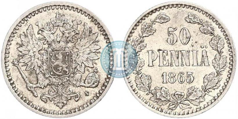 Фото 50 пенни 1865 года S 