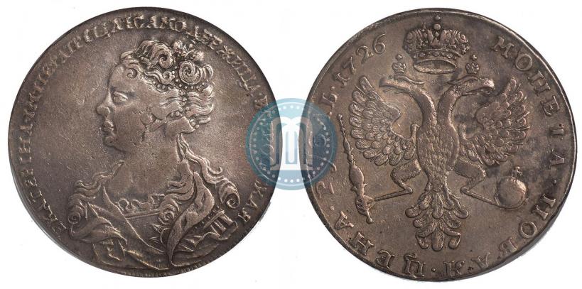 Фото 1 рубль 1726 года  "Московский тип, портрет влево"